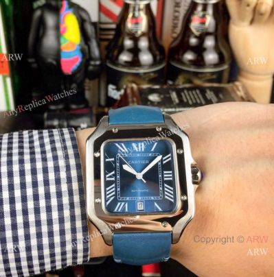 2019 Replica Santos de Cartier Blue Dial Automatic watch AAA Grade